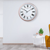 精工日本精工家用免打孔简约壁钟客厅办公室时尚圆形挂钟多尺寸可选 粉金色 40cm 16英寸