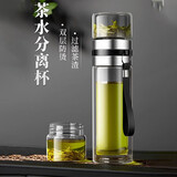 斐月伽茶杯茶水分离杯子玻璃杯泡茶杯高硼硅玻璃杯男士高档双层玻璃杯 大号双层450ml