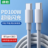 绿胜双头type-c数据线100W/60W快充PD双口ctoc充电线适用华为苹果手机ipad平板车载家用两头笔记本电脑 1米【双头Type-c】 PD-100W快充线加粗
