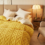 Erwin Rommel塔芙绒+羊羔绒多功能被套毯子 毛毯盖毯 秋冬保暖双层加绒多功能 被套毯-姜黄-塔芙绒+羊羔绒 150x200cm-约3斤