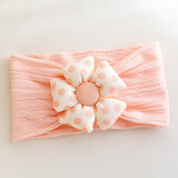 米嘟尔新生婴儿宽发带夏季薄款女婴护囱门帽宝宝头围女春秋卤门周岁头饰 粉色波点（笑阳花宽发带） 建议0-2岁宝宝(弹性大)