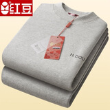 红豆礼盒款加绒加厚男士男款保暖内衣套装青年中老年秋衣秋裤冬季防寒 男士中领浅麻灰礼盒加绒加厚套装 XL (170) 适合100-125斤 红豆正品