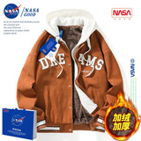 NASA GOOD官方男装潮牌联名假两件外套男春秋夹克男宽松休闲工装上衣服男士 NASA31焦糖【加绒款】 L （建议100-120斤）