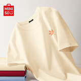 名创优品（MINISO）短袖t恤男士夏季潮牌半袖2026新款正肩纯棉休闲上衣服 浅米 L