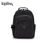 Kipling2025春夏新款学生书包大容量双肩包时尚首尔包生日送礼物|SEOUL S-黑底字母印花