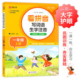 小学生看拼音写词语生字注音 一年级上册 根据小学人教版语文教材编写 巩固训练 夯实语文基础 语文生字词一课一练 自主学习 彩色印刷 大字 宽行距