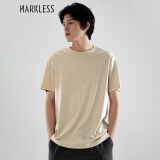 MARKLESS 【液氨柔顺】纯棉男士T恤夏季干爽短袖TXB0635M 奶茶杏 L 