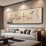 洁雕客厅装饰画沙发背景墙挂画2026最新款新中式高档轻奢高级感墙壁画 梅鹊映瑞-A款 180*60(适合2.2-2.5米沙发)晶瓷