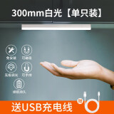 闪芝 智能感应灯带灯条无线橱柜厨房充电免布线人体感应衣柜灯小夜灯 【30cm感应灯】-白光【1只装】