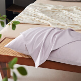 大朴内外A类床品 300根高支高密纯棉缎纹枕套 纯色枕套一对装 紫色