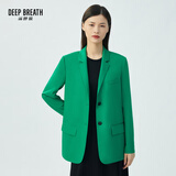 深呼吸DEEP BREATH女装轻薄抗皱复古通勤西装西服外套女A400692 草木绿 L (4码)