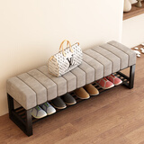 自然元素 换鞋凳入户门口鞋架多层可坐一体长条凳玄关鞋柜软包铁艺穿鞋凳 灰色绒布坐垫+黑架 长80*宽32*高45CM