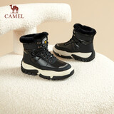 骆驼（CAMEL）雪地靴女潮搭撞色鞋面拼接厚底系带保暖靴 L23W275060 黑色 40