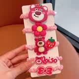 禾斯语韩版发绳大款卡通小肠发圈扎丸子头橡皮筋女生小饰品头绳发饰 大款卡通草莓熊5件套