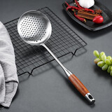 维艾（Newair）加厚304不锈钢锅铲汤勺漏勺套装 家用厨具一体长柄煎炒勺炒菜铲子 花梨木系列-304不锈钢漏勺