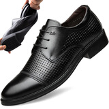 宜驰（EGCHI）皮鞋男士商务透气镂空休闲正装冲孔男鞋子 1618-2 黑色 41