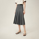 范思蓝恩学院感通勤时髦知识分子半身裙女百褶长款裙子24FS12177 深灰色 M