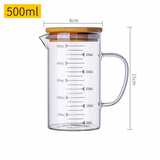 格娜斯（CRISTALGLASS）耐热高温玻璃量杯带刻度有手柄打蛋杯微波炉可加热鲜牛奶专用透明 量杯500ml 带盖【杯身可微波/打蛋】