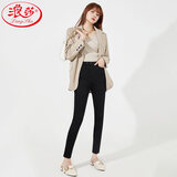 浪莎加绒针织牛仔裤女冬季外穿加厚弹力高腰小脚紧身裤打底裤子女保暖