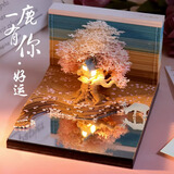 星河之约2026年浪漫树屋日历3D立体纸雕便签创意手撕地球台历礼物 樱花之约日历带灯/2026年