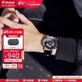 罗西尼（ROSSINI）手表男黑盘皮带镂空夜光防水自动机械表 619909