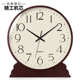 ZRQF日本原装进口实木座钟简约轻奢桌面时钟摆放式新中式客厅静音台钟 胡桃框黄面大座【精工机芯】 8英寸