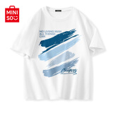 名创优品（MINISO）纯棉t恤男夏季2024新款衣服青少年亲肤透气时尚宽松大码冰感短袖 白色(清新雅蓝) 180/XL(不起球不掉色)