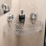 尊慕斯卫生间置物架吸盘免打孔洗漱洗手台壁挂式厕所浴室转角三角收纳架 吸盘三角置物架【透明色/1个装】