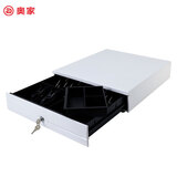 奥家钱箱带锁 收银箱 收款箱黑白色盒加厚接收银机三档锁智能钱箱通用款放钱盒子钱匣子