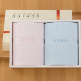 内野内野素色绣字两件套毛巾礼盒 纯棉面巾 柔软吸水 礼品毛巾 蓝粉 90g