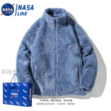 NASALIKE2025冬新款羊羔绒外套男毛绒棉衣男原宿风情侣加厚棉服大衣保暖 蓝色 3XL 185-220斤