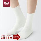 无印良品（MUJI）男女通用 合脚直角 袜口无橡筋袜 白色 23-25cm 