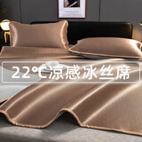 雅鹿凉席冰丝席1.8米床三件套可水洗空调席夏季凉席双人家用软垫席子 【碳光席包边款】咖色 120cm*200cm 凉席+枕套一只