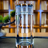 原矿水晶杯手工打磨水晶玻璃杯双层密封车载办公茶杯旅行杯300ml 400毫升双层茶杯