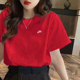 耐克（NIKE）女装男装短袖 25夏季新款运动服透气休闲服宽松上衣女T恤休闲短袖 AR4999-657/中国红色  M (170/88A)
