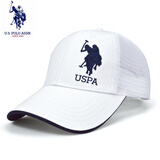 U.S.POLO ASSN.保罗帽子男女通用品牌polo棒球帽春夏户外韩版运动休闲防晒遮阳帽 白色（硬顶半网款） 可调节(54-60cm)