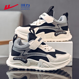 回力（Warrior）童鞋男童运动鞋春秋季网面透气跑步鞋WZ(CL)-0694 黑/米/灰36