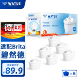 WATUSWATUS德国原装进口滤芯适用碧蓝德过滤水壶净水器 适配Brita碧然德滤芯6枚装