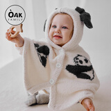 OAK FAMILY婴儿斗篷外出防风秋冬季宝宝披风挡风保暖儿童外套 奶白熊猫 90 cm 【推荐身高78-90cm】1-2岁