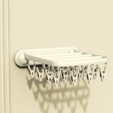 木丁丁晾袜子架免打孔折叠晾衣架壁挂阳台内衣晾晒神器挂袜子架多夹子 17只挂钩