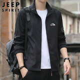 JEEP SPIRIT吉普外套男潮流秋冬季夹克男士立领修身衣服 黑色 XL