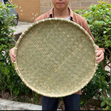 嘉篮乡簸箕竹编制品竹筛子手工竹匾晒干货农家用畚箕圆簸箕装饰晾晒筐 竹青款 60*60*3cm