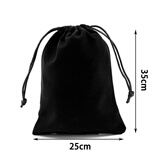 鱼雁兔黑色绒布袋珠宝首饰包装袋饰品束口袋抽绳袋印章公章收纳手机布袋 黑色25*35cm