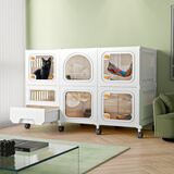 蔻丝猫笼子猫别墅室内一室一卫隔离带厕所一体适合大猫家用超大号猫笼 三室两层带滑轮【106*46*75】 猫厕款：猫砂盆一体+猫铲