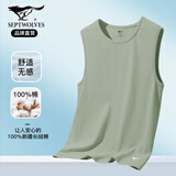 七匹狼【舒适无感】宽肩背心男纯棉打底无袖t恤全棉运动健身坎肩汗衫