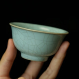 汝誉天下汝窑茶具茶杯水杯主人杯压手杯汝州汝瓷天青冰裂纹可养陶瓷茶盏 压手杯(单杯)85ml1只