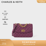 CHARLES&KEITH菱格链条单肩包斜挎包婚包包女包生日礼物CK2-70701062-1 Purple紫色 S