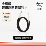 CANDYSIGN制糖工厂兼容雷电4数据线USB4全功能240W快充Type-C 50cm幻黑细雳线Macbook华为笔记本8K视频短线 
