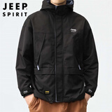 JEEP SPIRIT吉普夹克男士秋冬季冲锋防风衣工装外套休闲上衣服 黑色 3XL