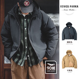 马登工装 美式复古白鸭绒连帽羽绒服男冬防风保暖外套90绒新年防寒服 深灰色 L （140-155斤）